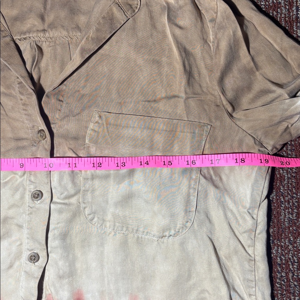 Cloth & Stone for Anthropologie brown/coral dip dye loose fit long sleeve blouse - Picture 5 of 14